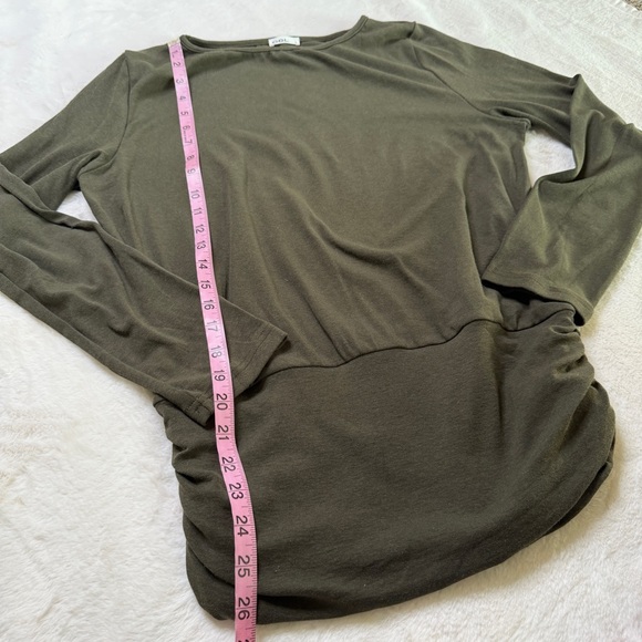 OGL Deep Olive Long Sleeve Ruched Hem Top Size L - Picture 8 of 9